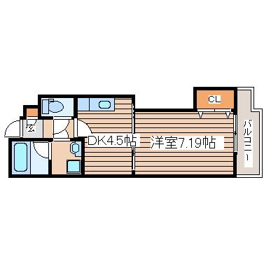 アンソレイエ・ロジュマン(1DK/4階)の間取り写真