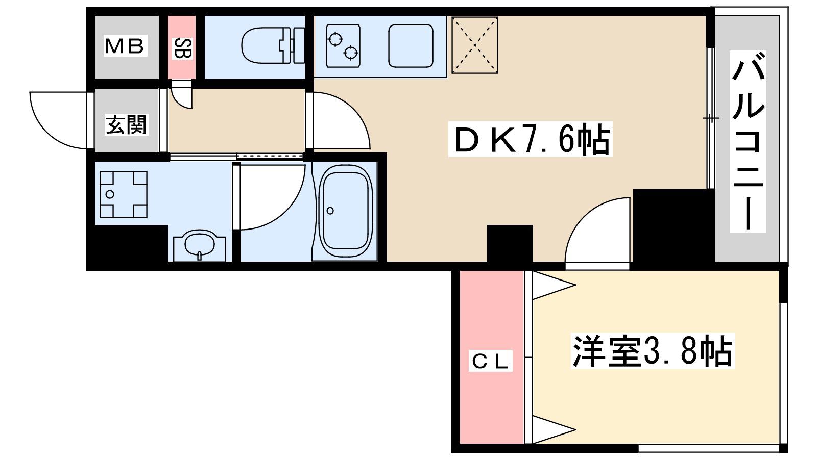 オルサス新大阪(1DK/2階)の間取り写真
