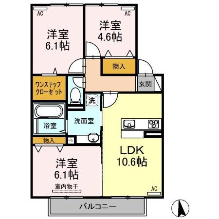 アルモニー A棟(3LDK/2階)の間取り写真