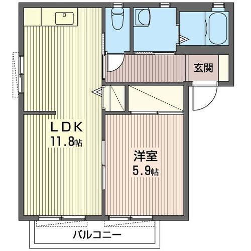 コスモパレス昴 K(1LDK/1階)の間取り写真