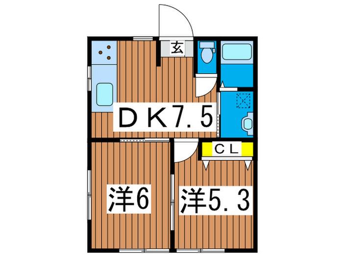サンベリーハイム三浦(2DK/1階)の間取り写真