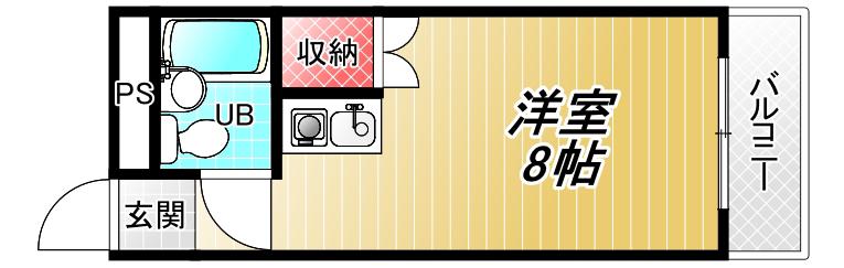 ハイツまき(ワンルーム/1階)の間取り写真