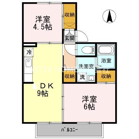 メゾン丹和 A棟(2DK/2階)の間取り写真