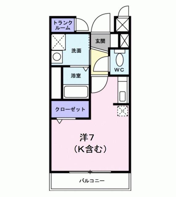 プラティーク(ワンルーム/2階)の間取り写真
