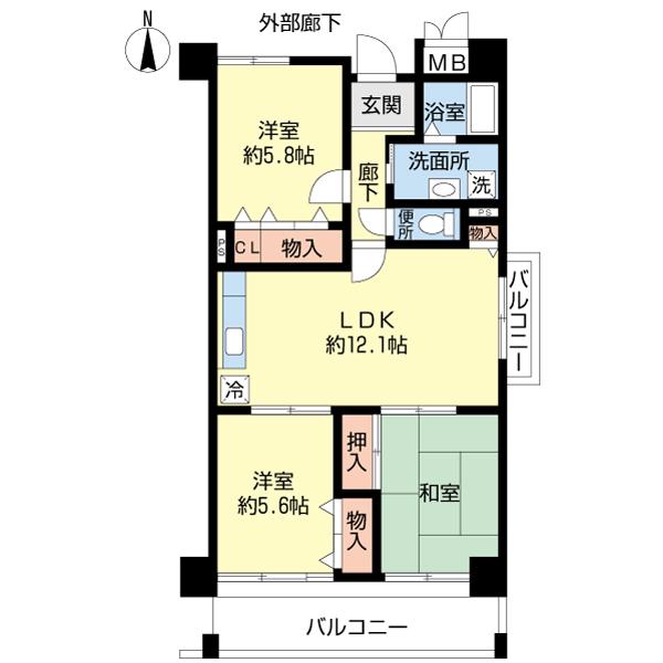 リーリオ江坂(3LDK/8階)の間取り写真