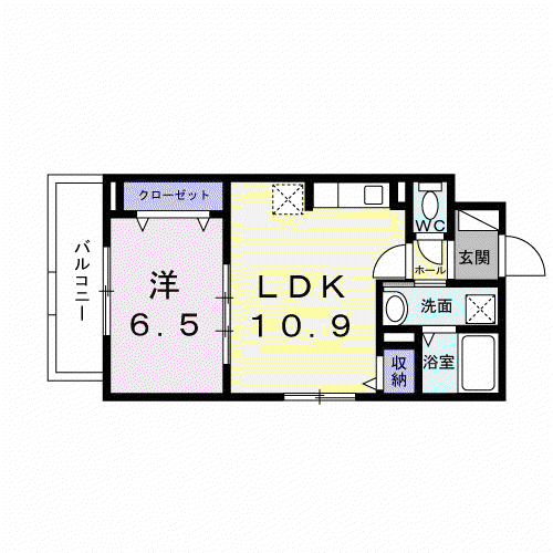 ラ・ヴィータ門真南III(1LDK/2階)の間取り写真