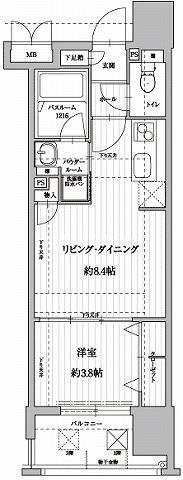 アクタス博多アネックス(1LDK/13階)の間取り写真