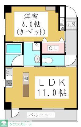 ポムダムール(1LDK/2階)の間取り写真