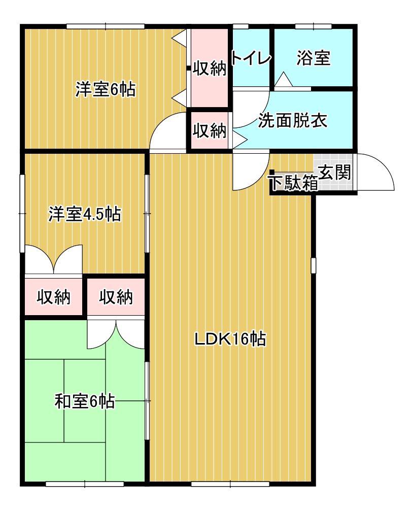 ＪＲ久大本線 久留米高校前駅 徒歩6分 2階建 築37年(3LDK/1階)の間取り写真