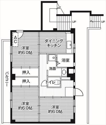ビレッジハウス不入斗4号棟(3DK/5階)の間取り写真