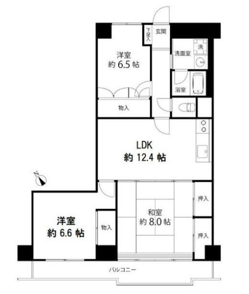 グランドール久米川(3LDK/5階)の間取り写真