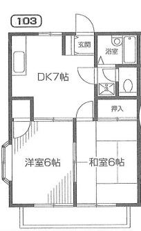 ウィスターリア(2DK/1階)の間取り写真