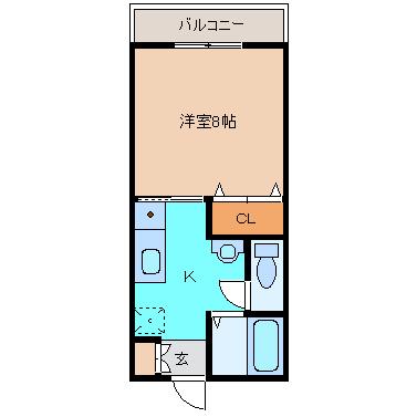 フローラル多田(1K/1階)の間取り写真