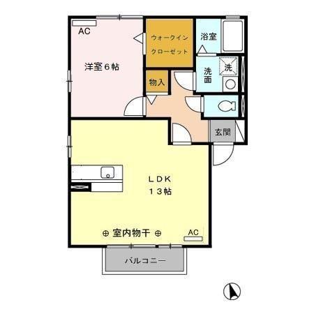 アーリーバード(1LDK/2階)の間取り写真