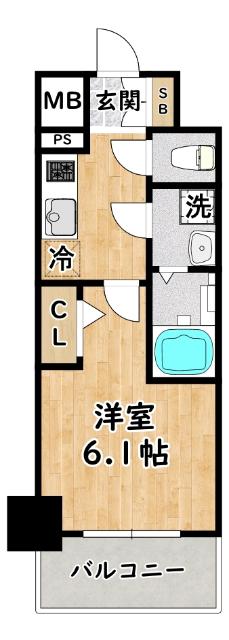 エスリード新北野アーデル(1K/6階)の間取り写真