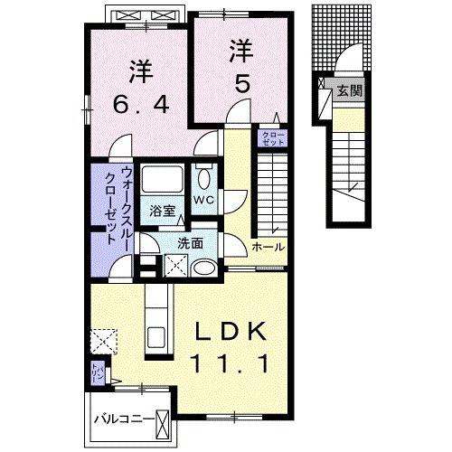 クラリス384 III(2LDK/2階)の間取り写真
