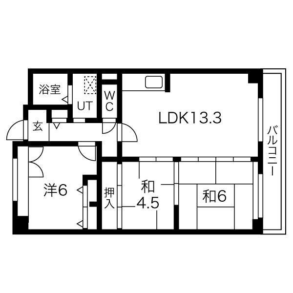 パルハセトン香里園(2LDK/1階)の間取り写真