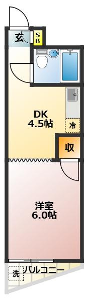 サンローズ小林NO.2(1DK/3階)の間取り写真