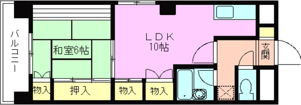 シオミプラザシックス(1LDK/1階)の間取り写真