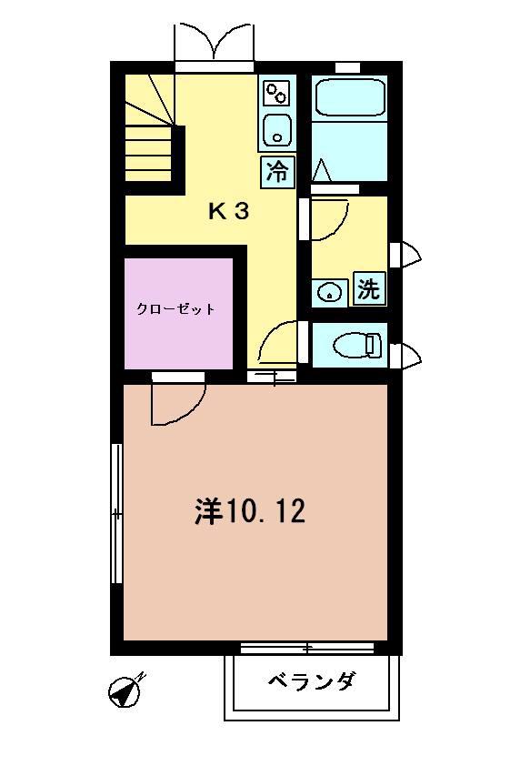 プリムヴェール(1K/3階)の間取り写真