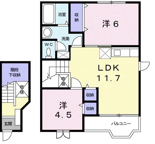 コーポミナミ(2LDK/2階)の間取り写真