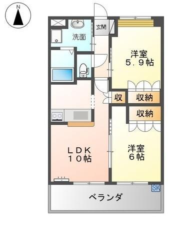 アバンサ―ル(2LDK/2階)の間取り写真