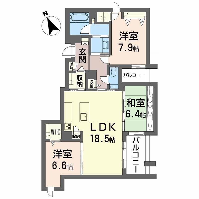 ダイヤモンドヒルズ覚王山(3LDK/2階)の間取り写真