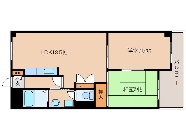 センチュリーアスカ 3号棟(2LDK/6階)の間取り写真
