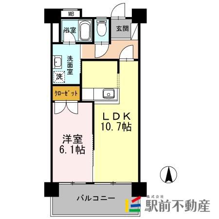 I・T・R(1LDK/6階)の間取り写真