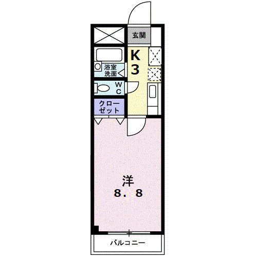 パークサイド(1K/2階)の間取り写真
