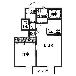 ベェルドミール(1LDK/1階)の間取り写真
