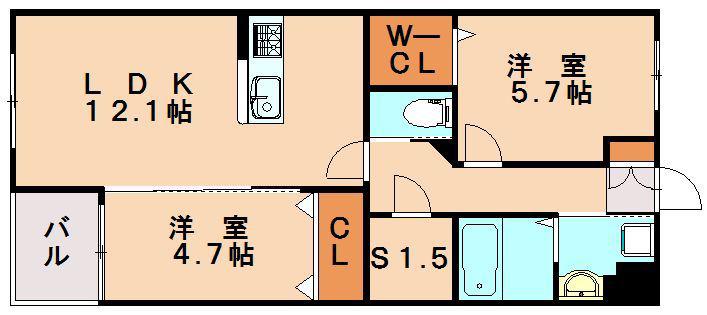 LEO CRISE(2SLDK/4階)の間取り写真