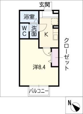 ジュネスR(1K/1階)の間取り写真