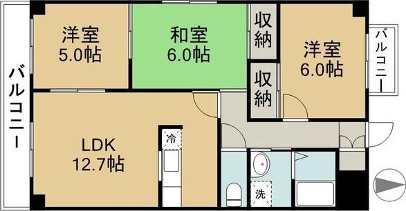 シャトルハイツ(3LDK/2階)の間取り写真