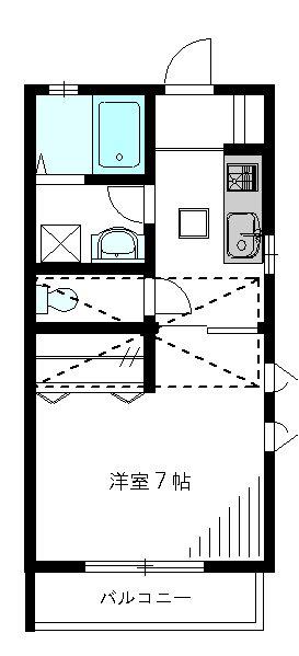 パーシモンヒルズ(1K/2階)の間取り写真