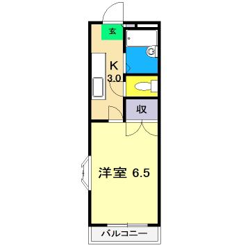 ピュア高須II(1K/2階)の間取り写真