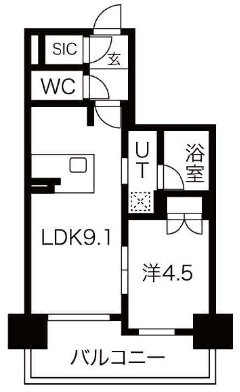 SK RESIDENCES SHINSAIBASHI(1LDK/11階)の間取り写真