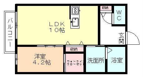 カーサセレッソ(1LDK/2階)の間取り写真