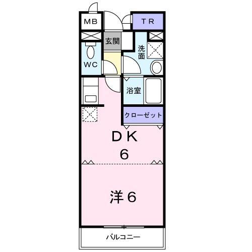フォンテーヌ 南館(1DK/2階)の間取り写真