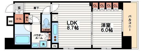 サンクレイドル大手前(1LDK/3階)の間取り写真