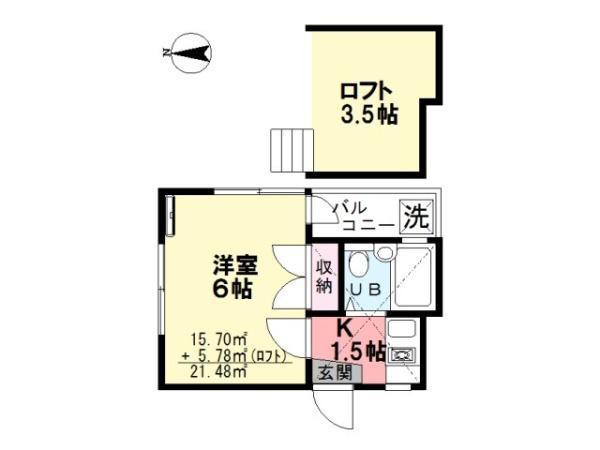 ETハウス(1K/2階)の間取り写真