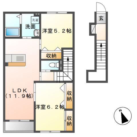 VILLA RECOLTE(2LDK/2階)の間取り写真