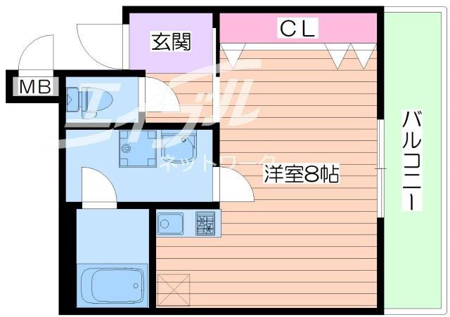 リバーヴィレッジ新森(ワンルーム/1階)の間取り写真