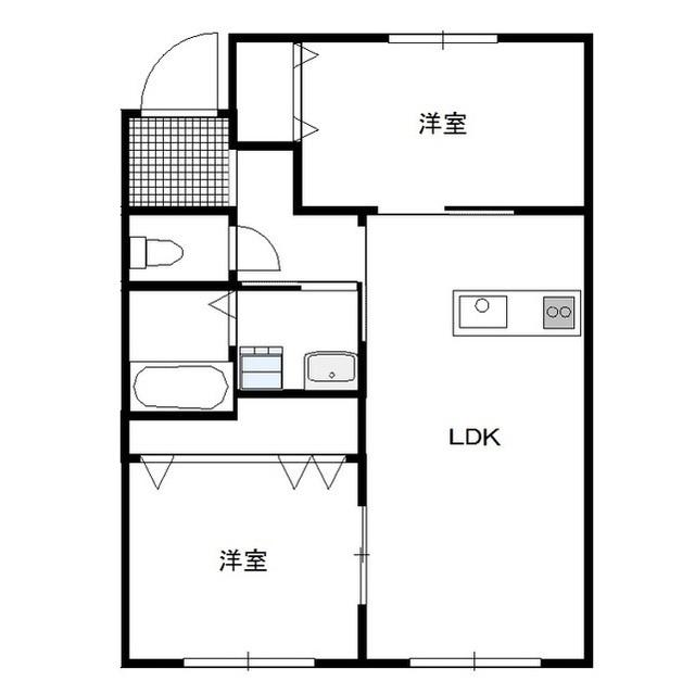 スリーゼ高松東(2LDK/2階)の間取り写真