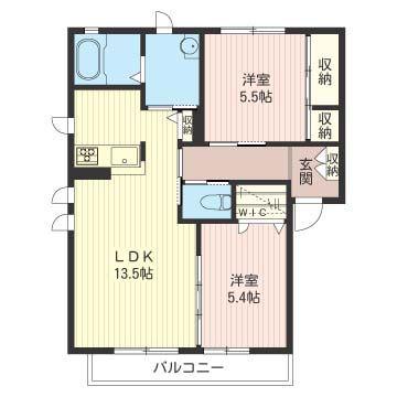アル・ソーレB(2LDK/2階)の間取り写真