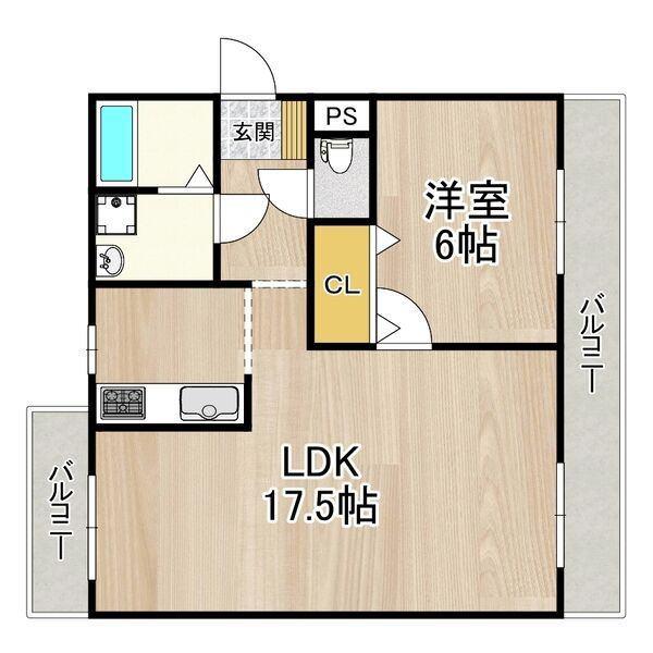 アバンハウスI(1LDK/2階)の間取り写真