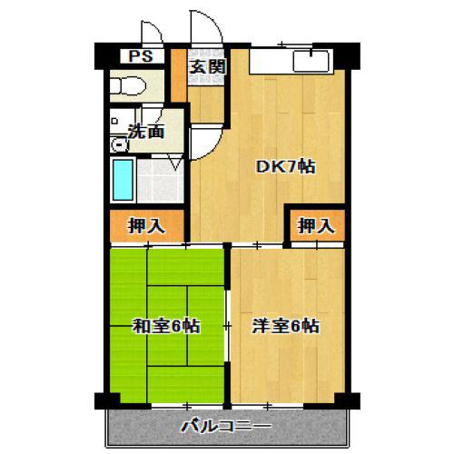 グレースK(2DK/1階)の間取り写真