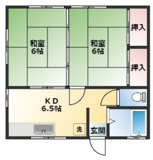 白石アパートA(2DK/2階)の間取り写真