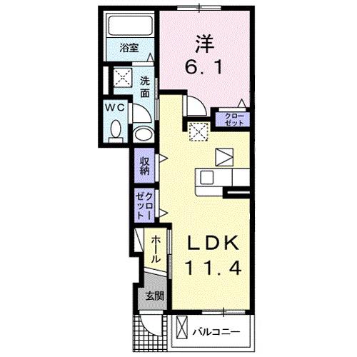 レイピアI(1LDK/1階)の間取り写真