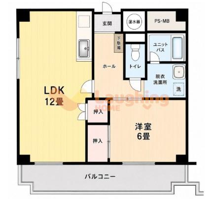エバーライフ通町(2LDK/6階)の間取り写真